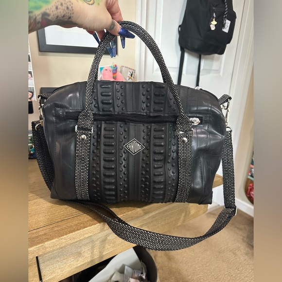 Maison Fantome Recycled Rubber Satchel Purse Adjustable Crossbody Strap Vegan - Picture 5 of 6